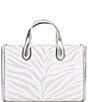 Color:Silver Multi - Image 2 - Gigi Small Silver Metallic Zebra Print Jacquard Messenger Crossbody Bag