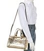 Michael Kors Grayson Metallic Duffle Satchel Bag, Color:Pale Gold - Image 4