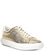 Color:Pale Gold - Image 1 - Grove Lace Up Iguana Embossed Metallic Leather Sneakers