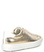 Color:Pale Gold - Image 2 - Grove Lace Up Iguana Embossed Metallic Leather Sneakers