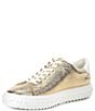 Color:Pale Gold - Image 4 - Grove Lace Up Iguana Embossed Metallic Leather Sneakers