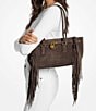Michael Kors Hamilton Moderne Small Suede East West Fringe Shoulder Bag, Color:Chocolate - Image 4