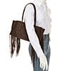 Michael Kors Hamilton Moderne Small Suede East West Fringe Shoulder Bag, Color:Chocolate - Image 5