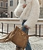 Michael Kors Hamilton Moderne Large Suede Fringe Satchel Bag, Color:Husk - Image 4
