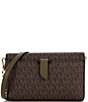 Color:Brown/Olive - Image 2 - Heather Signature Logo Semi Lux Extra Small Crossbody Bag