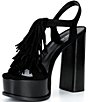 Michael Kors Indra Suede Fringe Ankle Wrap High Heel Platform Sandals - Image 4