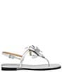 Michael Kors Jacie Metallic Leather Flower Thong Sandals - Image 2