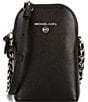 Color:Black - Image 1 - Jet Set Charm Solid Mercer Pebble Leather North South Chain Phone Crossbody Bag