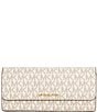 Michael Kors Jet Set Large Signature Logo Gold Metal Snap-Front Wallet, Color:Vanilla Acorn - Image 1