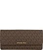 Michael Kors Jet Set Large Signature Logo Gold Metal Snap-Front Wallet, Color:Brown Acorn - Image 1