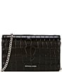 Michael Kors Jet Set Medium Crocodile Embossed Leather Silver Chain Crossbody Bag, Color:Black - Image 1