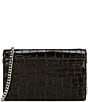 Michael Kors Jet Set Medium Crocodile Embossed Leather Silver Chain Crossbody Bag, Color:Black - Image 2