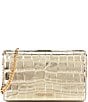 Michael Kors Jet Set Medium Gold Metallic Crocodile Embossed Leather Crossbody Bag, Color:Pale Gold - Image 1