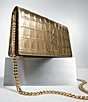 Michael Kors Jet Set Medium Gold Metallic Crocodile Embossed Leather Crossbody Bag, Color:Pale Gold - Image 5