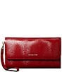 Michael Kors Jet Set Medium Patent Haircalf Embossed Flap Double Zip Wristlet - Image 1