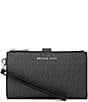 Michael Kors Jet Set Metallic Signature Logo Double Zip Wristlet, Color:Black - Image 1