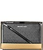Michael Kors Jet Set Metallic Signature Logo Double Zip Wristlet, Color:Black - Image 3