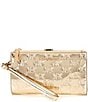 Michael Kors Jet Set MK Facet Logo Embossed Specchio Double Zip Wristlet, Color:Pale Gold - Image 1