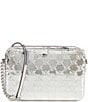 Michael Kors Jet Set MK Facet Logo Embossed Specchio Large E/W Crossbody Bag, Color:Silver - Image 2