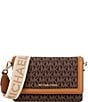 Michael Kors Nylon Jet Set Small Logo Print Woven Smartphone Crossbody Bag, Color:Brown/Acorn - Image 1