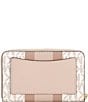 Color:Optic White/Soft Pink - Image 2 - Jet Set Signature Logo Small Zip Around Card Case