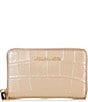 Color:Camel - Image 1 - Jet Set Small Zip Around Glimmer Embossed Croco Card Case