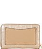 Color:Camel - Image 2 - Jet Set Small Zip Around Glimmer Embossed Croco Card Case
