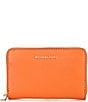 Michael Kors Jet Set Small Zip Around Gold-Tone Hardware Card Case, Color:Orange Punch - Image 1