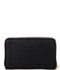 Color:Black - Image 2 - Jet Set Small Zip Around Gold Tone Pebble Leather Card Case Wallet