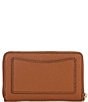 Color:Luggage - Image 2 - Jet Set Small Zip Around Gold Tone Pebble Leather Card Case Wallet