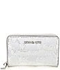 Michael Kors Jet Set Small Zip-Around Silver Card Case, Color:Silver - Image 1