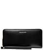 Michael Kors Jet Set Travel Large Leather Continental Wallet, Color:Black - Image 1