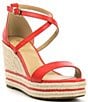 Color:Spiced Coral - Image 1 - Kayla Leather Espadrille Wedge Sandals