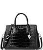 Michael Kors Laila Medium Croc Embossed Leather Satchel Bag - Image 1