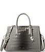 Michael Kors Laila Medium Croc Embossed Leather Satchel Bag - Image 6