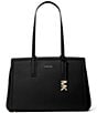 Michael Kors Laila Medium Leather Tote Bag, Color:Black - Image 1