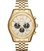 Color:Gold - Image 1 - Lexington Pave Dial Chronograph & Date Bracelet Watch