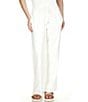 Color:White - Image 1 - Linen Blend Pull On Pant