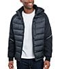 Color:Black - Image 4 - Long Sleeve Mixed Media Hooded Jacket