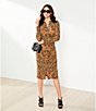 Color:Burnt Terract - Image 5 - Long Sleeve Notch Collar Button Front Paisley Midi Dress
