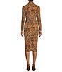 Color:Burnt Terract - Image 2 - Long Sleeve Notch Collar Button Front Paisley Midi Dress