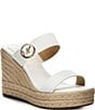 Color:Optic White - Image 1 - Lucinda Vachetta Leather Wedge Sandals
