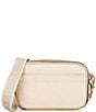 Color:Natural/Pale Gold - Image 2 - Maeve Large Canvas and Metallic Crossbody Bag