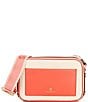 Color:Spiced Coral - Image 1 - Maeve Large Canvas and Smooth Crossbody Bag