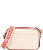 Color:Spiced Coral - Image 2 - Maeve Large Canvas and Smooth Crossbody Bag