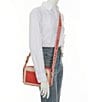 Color:Spiced Coral - Image 4 - Maeve Large Canvas and Smooth Crossbody Bag