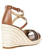 Michael Kors Mandy Logo Leather Ankle Strap Espadrille Wedge Sandals