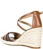 Michael Kors Mandy Logo Leather Ankle Strap Espadrille Wedge Sandals