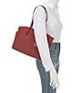 Michael Kors Marilyn Medium Saffiano Leather Top Zip Logo Charm Tote Bag, Color:Deep Red - Image 4