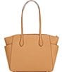 Color:Pale Peanut - Image 2 - Marilyn Medium Saffiano Leather Top Zip Logo Charm Tote Bag